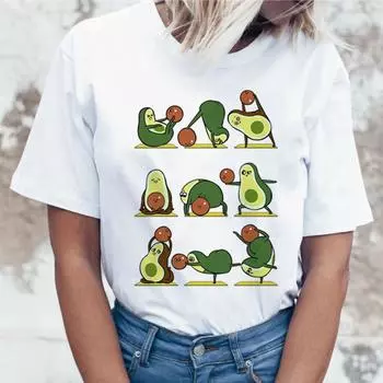 Kawaii футболка с авокадо женская футболка Harajuku Vagan Ullzang с забавным мультяшным рисунком 90-х годов футболка в корейском стиле S белый