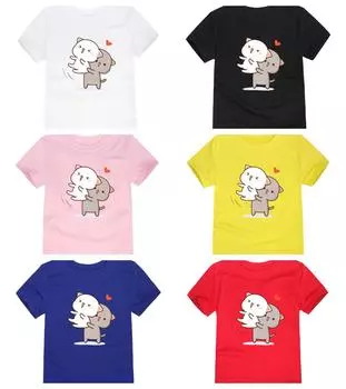 Kawaii футболка с принтом котят для девочек, городская повседневная рубашка с короткими рукавами, модная милая домашняя одежда для маленьких девочек, детские футболки 6T(130)