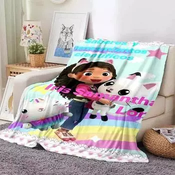 Kawaii Gabby Home Мультяшный принтованный плед для пикника Теплое фланелевое мягкое и удобное домашнее путешествие подарок на день рождения 30x40in