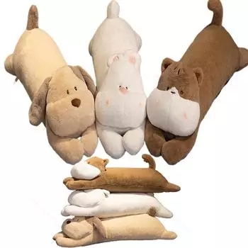 Kawaii Гигантское животное Длинная подушка Лежащий кролик Большой рот Кот Мультяшный плюшевый милый мопс Кукла Детская подушка для сна Подушка Рождественские подарки 90cm