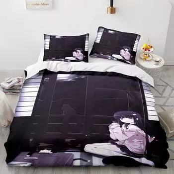 Kawaii Girl Bedding Set Single Twin Full Queen King Size Anime Girl Bed Set Aldult Kid Bedroom Duvetcover Sets 3D Pr twin s AU Single(140x210cm)