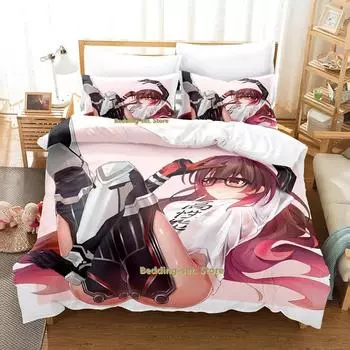 Kawaii Girl Roboco-san Vtuber Постельное белье Single Twin Full Queen King Size Bed Set Adult Kid Bedroom Duvetcover Sets Anime Bed 70x133cm 2pcs