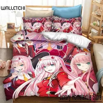 Kawaii Girls DARLING in the FRANXX Zero Two Anime Комплект постельного белья для мальчиков и девочек Twin Queen Size Пододеяльник Наволочка Кровать для детей и взрослых 70x133cm 2pcs