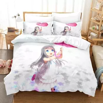 Kawaii Girls Meiko Honma Bedding Set Duvet Cover Comforter Bed Set Quilt Cover Pillowcase King Queen Twin Size Boys Girl Adult EU Twin 135x200cm