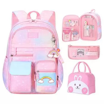 Kawaii Girls School Backpacks Book Bag с отделениями для девочек Schoolbag Set Начальная школьная сумка детский рюкзак