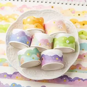 Kawaii Градиентные облака Васи Ленты DIY Скрапбукинг Журнал Планировщик Дневник Наклейки Милая Маскирующая Лента Канцелярские Товары Офис