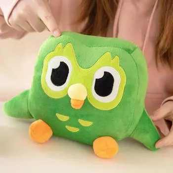 Kawaii Green Duolingo Сова плюшевая игрушка Duo Plushie Of Duo The Owl мультяшная милая кукла мягкая игрушка в виде животного для детей подарок для взрослых 20x30cm