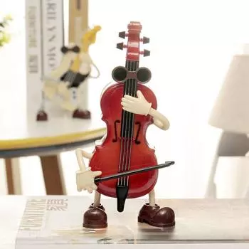 Kawaii Guitar Music Box Cartoon Swing Guitar Sculptures Funny Violin Music Box Room Decor Guitar