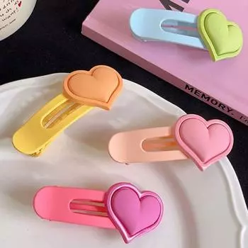 Kawaii Heart BB Clip Duckbill Clip Симпатичные заколки Сладкие конфетные цвета Заколка для волос Танцующая розовый