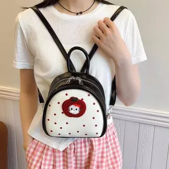 Kawaii Hello Kitty Backpack Cartoon Polka Dot Cat Small Bag Trendy Small Backpack Versatile Casual Travely Bags For Girl Gift