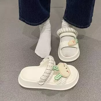 Kawaii Home Animal Woman Slippers Thick Platform Cute Junior Sandals Summer Slides Shoes for Women 2024 House W Top Designs F 39 36