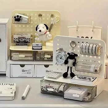 Kawaii Hook Ящик типа отверстия Доска Маленькая Подставка для Карт Дисплей Настольный Идол Ящик Для Хранения Настольный Канцелярский Органайзер Стеллаж Для Хранения белый