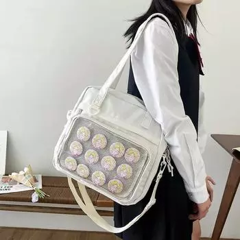 Kawaii Itabag в японском стиле для кукол, большие сумки, новые нейлоновые школьные сумки для девочек-подростков, сумка через плечо JK, сумка через плечо белый