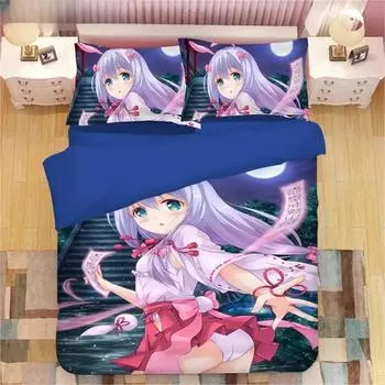 Kawaii Izumi Sagiri 3D Anime Print Комплект постельного белья Пододеяльники Наволочки Цельный стеганый плед Комплекты постельного белья Постельное белье Пододеяльник 135x200cm 2pcs