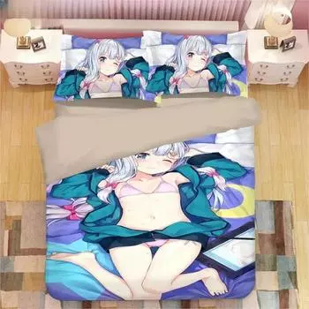 Kawaii Izumi Sagiri 3D Anime Print Комплект постельного белья Пододеяльники Наволочки Цельный стеганый плед Комплекты постельного белья Постельное белье Пододеяльник 70x133cm 2pcs