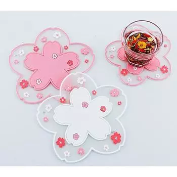 Kawaii Japan Cherry Blossom Coaster Tea Cup Pad Sakura Coaster Insulation Table Mats for Tea Milk Cup Drink Cups 1PC Mat 16X16cm белый