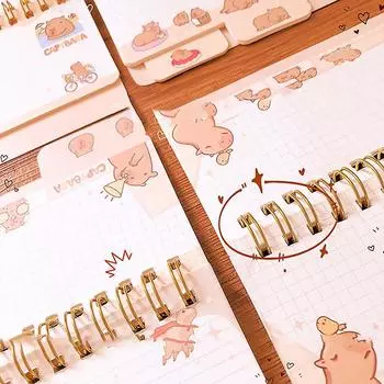 Kawaii Канцелярские принадлежности Офисные принадлежности Школьные принадлежности Мини Портативный блокнот Маленький блокнот для ежедневных заметок Капибара Дневник жёлтый