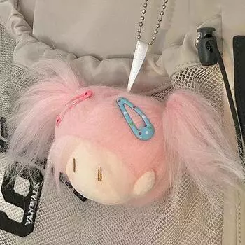 Kawaii Keychain Pendants Cartoon Cute Plush Doll Figure Pendant Bag Key Chain Mini Doll Key Pendant Lover Couple Keyring белый