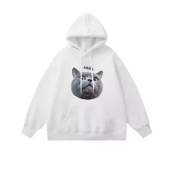 Kawaii Котята Аватар Женский свитер Кошка Графическая одежда Женская одежда Y2k Девочки Топы Уличная одежда Милый дом Принт для питомцев Блузка S белый