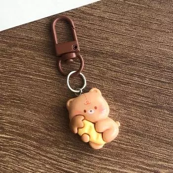 Kawaii Креативный брелок для ключей «Полдень» с маленьким медвежонком, милый мультяшный автомобиль, брелок, кулон, рюкзак, украшения, аксессуары, подарки
