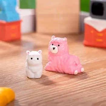 Kawaii Креативный мультфильм Милая кукла Альпака Миниатюрная статуэтка из смолы Маленькие животные Микропейзаж Настольная статуэтка Украшение Домашнее ремесло