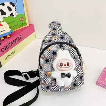 Kawaii Labubu Messenger Bag Cartoon Cute Primary School Backpack The Monster Labubu Kindergarten Gifts Children s Crossbody Bag чёрный