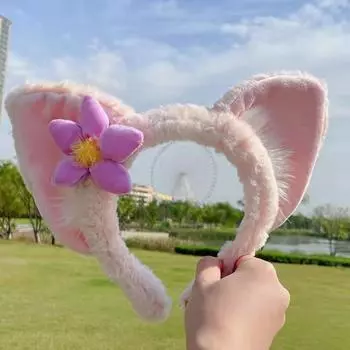 Kawaii Linabell Fox Stellalou Duffy Plush Hair Tie Small Bow Catch Hair Band Collection Pink Headband Ears Shanghai Resort