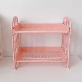 Kawaii Macaron Минималистичный стол, настольный органайзер, стеллаж для хранения, складная полая полка для студенческого общежития, полка для хранения средств по уходу за кожей розовый