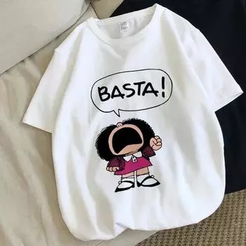 Kawaii Mafalda женская футболка с принтом с короткими рукавами модный топ женская одежда Harajuku S