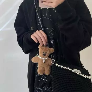 Kawaii Маленький Медведь Плюшевый Брелок Милый Мягкий Медведь Кукла Подвеска Для Девочек Украшение Сумки Милый Орнамент Рюкзака