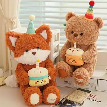 Kawaii Медведь Фигурка Животные Лиса Мягкая Подушка Мягкие Обнимашки Животные Игрушка Декоративная Удобная Игрушка Для Гостиной