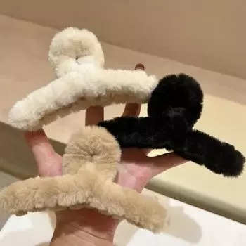 Kawaii меховые заколки для волос для женщин и девочек осень зима винтажная сплошная волосатая заколка для волос в виде акулы корейские аксессуары чёрный