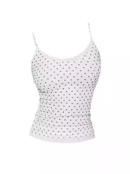 Kawaii милые кружевные майки женские эстетический шик корейская мода Y2k Harajuku уличная одежда в горошек тонкие футболки топы мягкие горячие гриль S белый