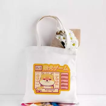 Kawaii милые сумки на ремне с принтом Shiba Inu Doge, сумка для покупок, эстетические холщовые сумки в стиле Харадзюку