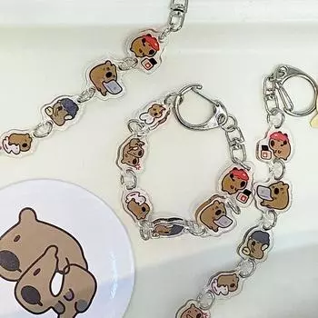 Kawaii милый брелок с капибарой, брелок с мультяшным животным, автомобильный брелок для ключей, школьная сумка, подвеска, рюкзак, ремешок, украшение