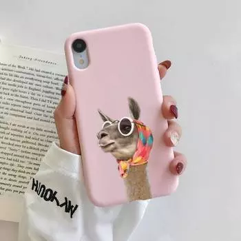 Kawaii милый чехол для телефона с рисунком ламы альпаки и животными для iphone 13 12 11 Pro Max X XS Max XR 7 8 6 6S Plus, чехлы из ТПУ для пар, капа iphone 6 6s