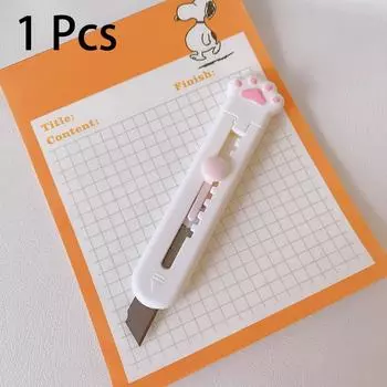 Kawaii мини-карманный универсальный нож для кошачьей лапы, нож для экспресс-коробки, резак для бумаги, ремесленная упаковка, многоразовое лезвие, канцелярские принадлежности белый