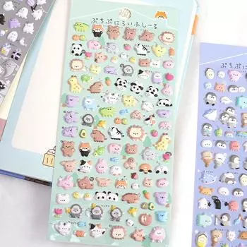 Kawaii Мини Животные Мультфильм 3D Пушистые Наклейки Милый Diy Журнал Чехол Для Телефона Канцелярские Наклейки Diy Украшения Наклейки