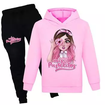 Kawaii Mis Pastelitos, одежда, детский пуловер, толстовки + штаны, комплекты из 2 предметов, спортивный костюм с героями мультфильмов для мальчиков, детская одежда, наряды для девочек 100