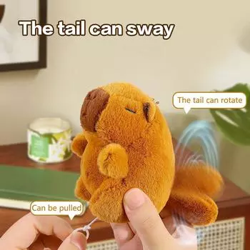 Kawaii Моделирование Капибара Кукла Подвеска Милый Мультяшный Вращающийся Хвост Капибара Брелок Рюкзак Украшения Аксессуары Подарки зелёный