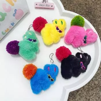 Kawaii Мягкие игрушки кролика Брелки Дофамин Рюкзак Украшения Мультяшная плюшевая кукла Подвеска Девочки чёрный