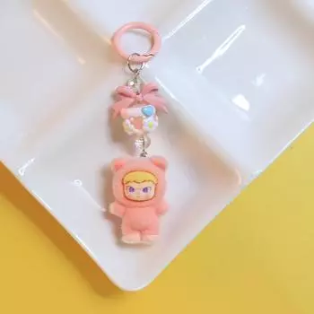 Kawaii мультфильм флокирование кукла брелок кулон для женщин девочек уникальный рюкзак украшения аксессуары маленькие подарки