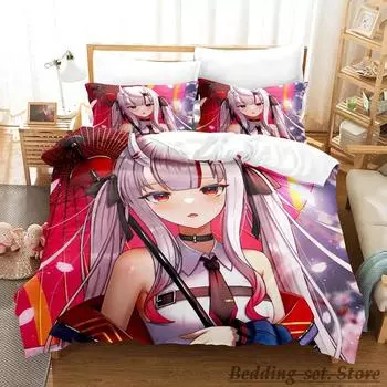 Kawaii Nakiri Ayame Bedding Set Single Twin Full Queen King Size Bed Set Adult Kid Bedroom Duvetcover Sets Anime parure de lit 70x133cm 2pcs