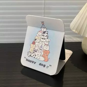 Kawaii настольное зеркало для макияжа из искусственной кожи, тонкое складное зеркало с рисунком для домашнего хозяйства Keep It Up