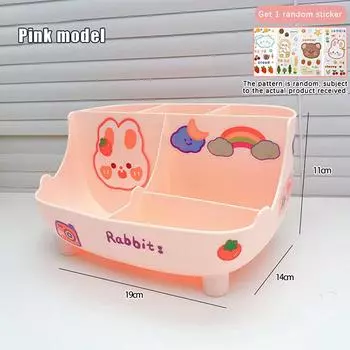 Kawaii настольный держатель для ручек большой емкости милый ящик для хранения канцелярских принадлежностей креативный мультяшный держатель для карандашей Ins настольный органайзер для девочек розовый