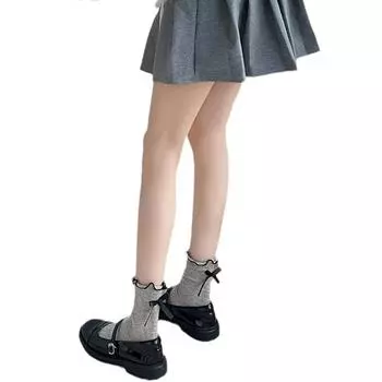 Kawaii носки, милые носки в стиле Лолиты с бантом для девочек, милые носки с рюшами, женские однотонные хлопковые носки