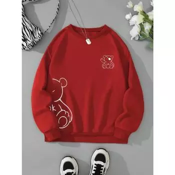 Kawaii OK Teddy bear Printing Толстовки для женщин Классические ретро модные толстовки с капюшоном Флисовая теплая повседневная одежда Свободная спортивная одежда S