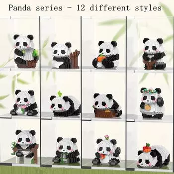 Kawaii Panda Series Micro Partic Building Block Creative Cute Animals DIY Assembled Bricks Toys For Chillren Christmas Gift