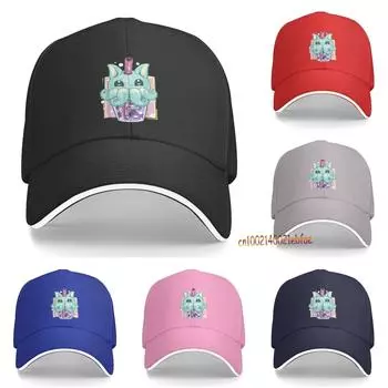 Kawaii Pastel Goth Creepy Creature Boba Bubble Tea Vaporwave Кепка для женщин Спорт на открытом воздухе Бейсболки Модные унисекс шляпы Snapback One Size