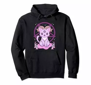 Kawaii Pastel Goth Krampus Милая жуткая готическая толстовка с капюшоном чёрный